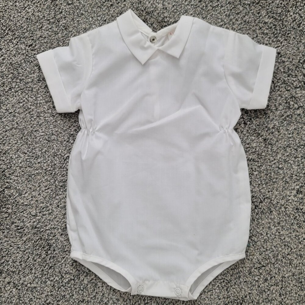 Solid White Baby Bubble Vintage  6-12 Months